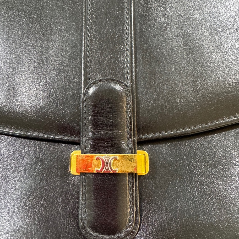 Celine Black Leather Shoulder Bag with Gold Hardware - Picture 2 of 13